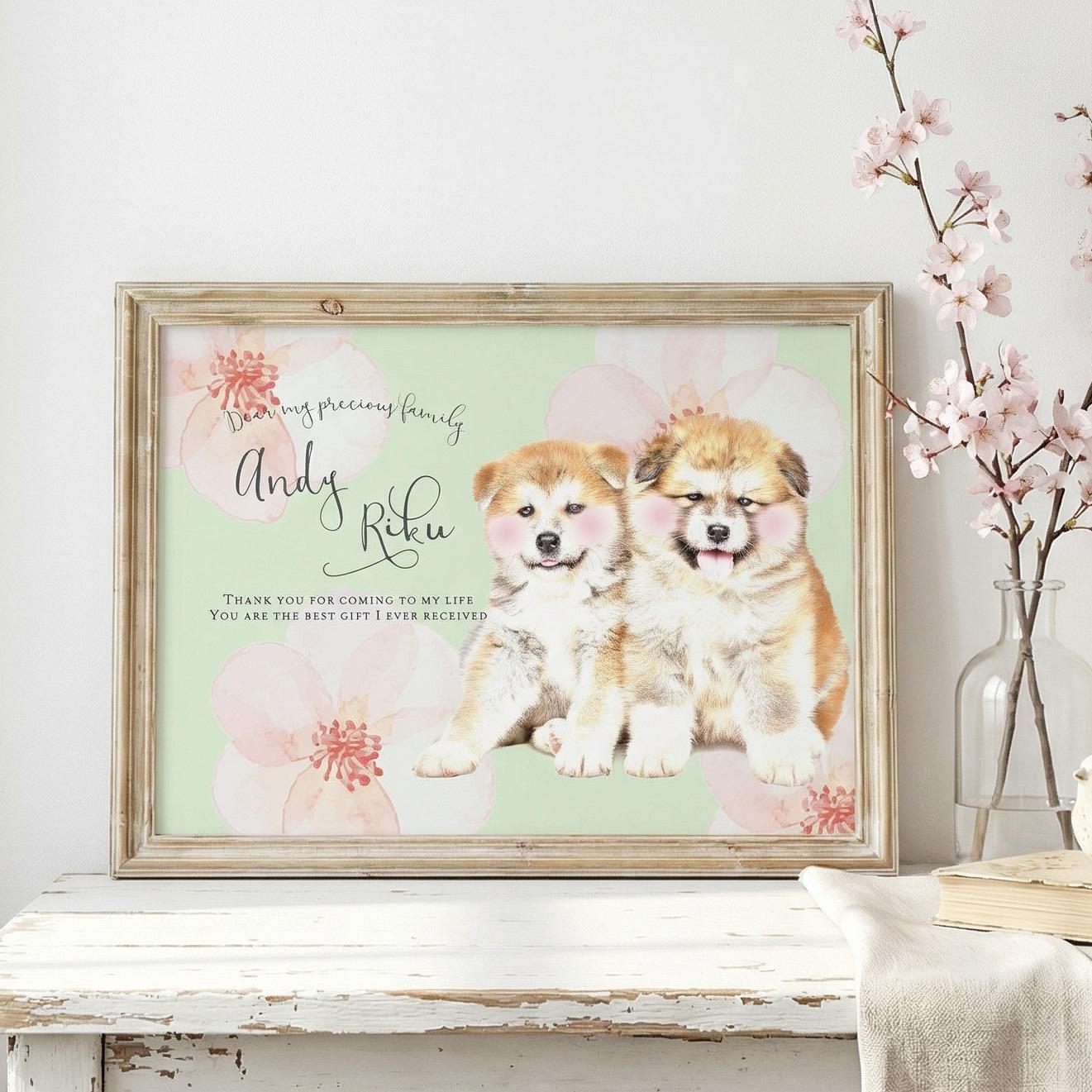 〜桜さくら〜うちの子アートインテリアポスター★データ版プレゼント付き★ペット犬猫