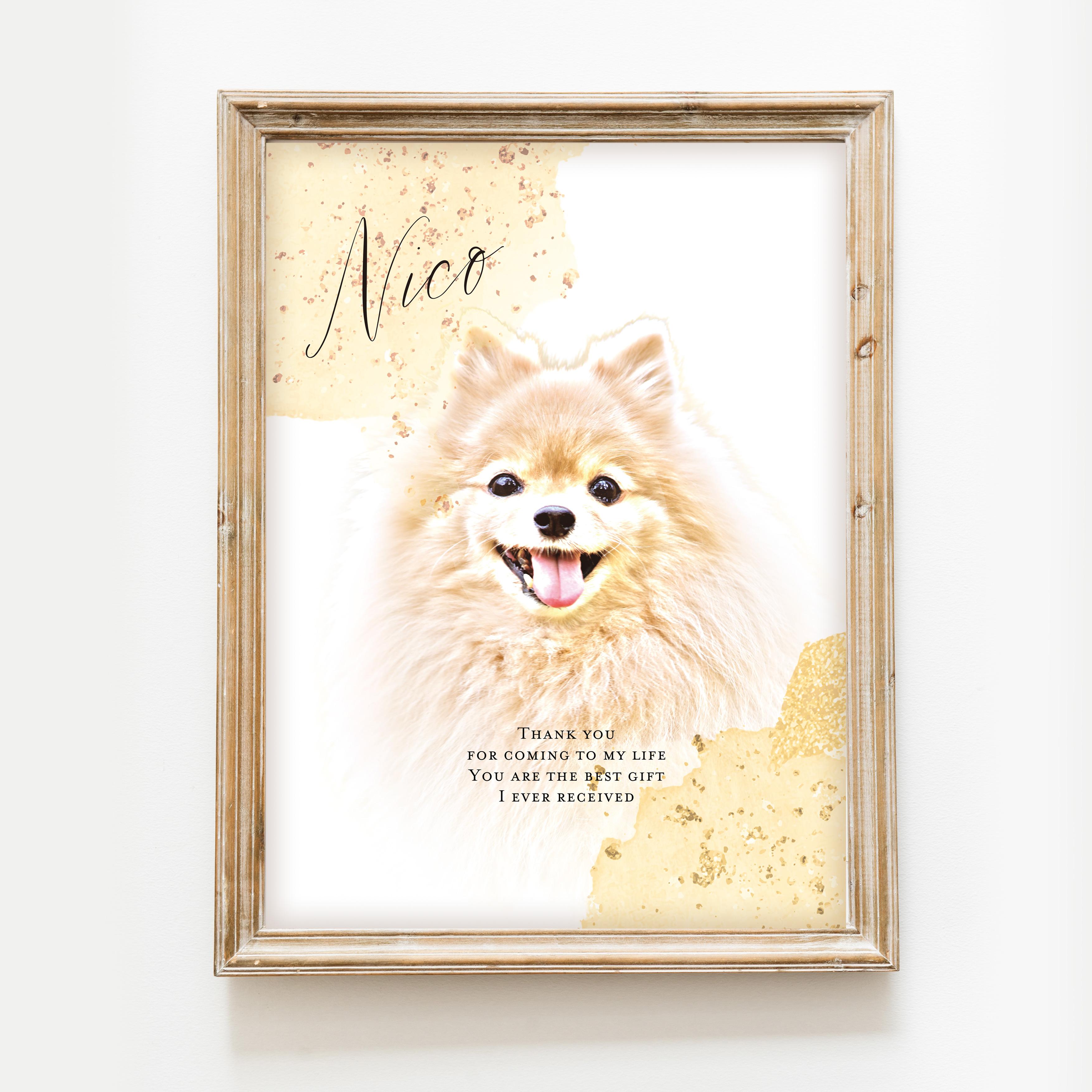 うちの子メモリアルキャンバスボード ポスター ペット 似顔絵 イラスト