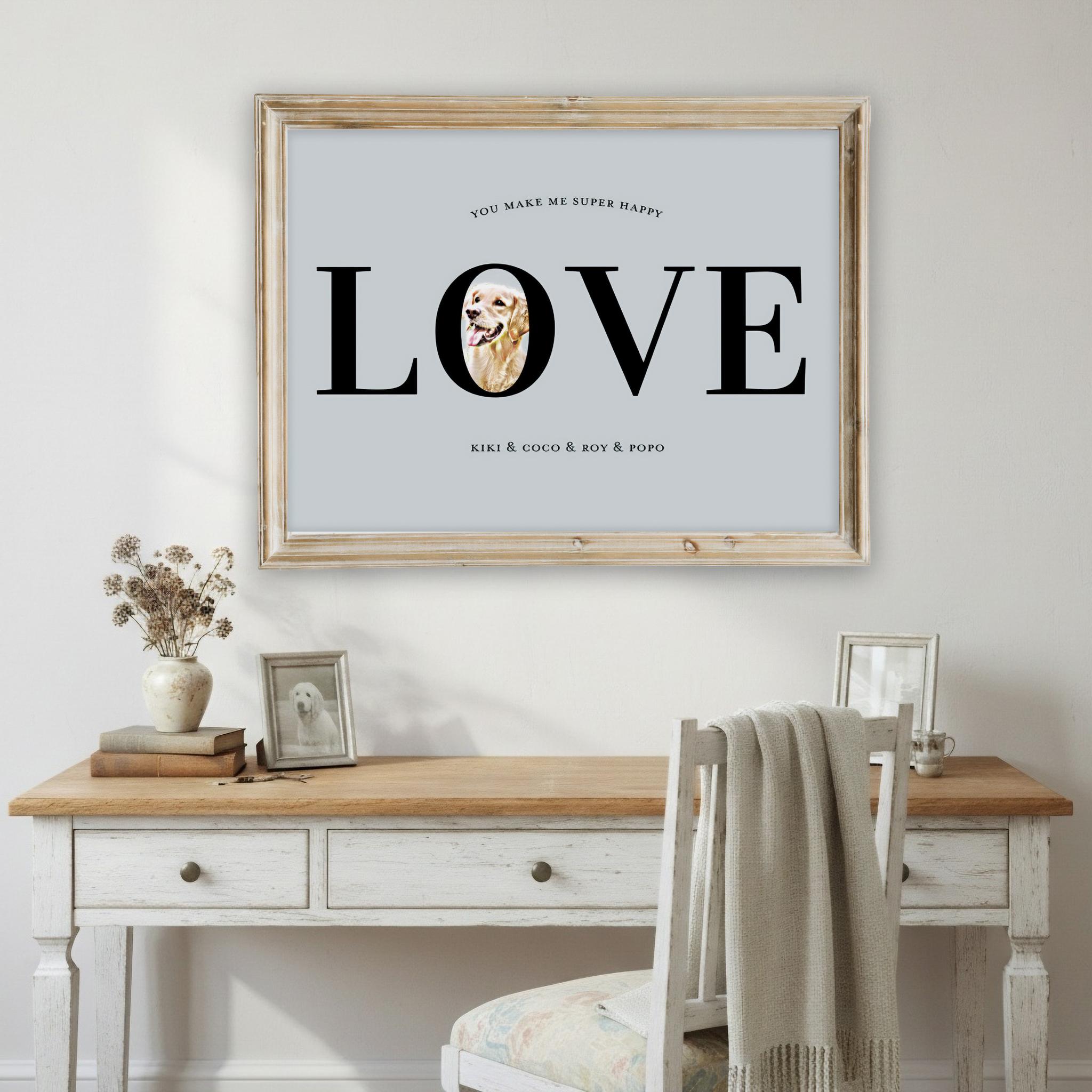 愛するペットのうちの子アートLOVEポスター 〜おしゃれなインテリアに華を添えて〜犬 猫 いぬ ねこ うさぎ プレゼント